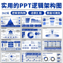 蓝色高端信息可视化图表ppt模板